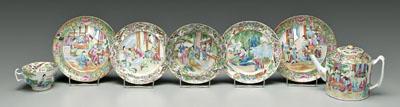 Seven pieces famille rose porcelain,