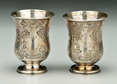 Pair Kentucky coin silver cups: round,