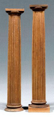 Pair oak pedestals each with fluted 90d92