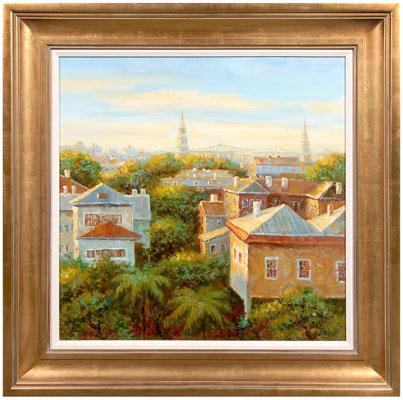 Charleston painting, Charleston rooftops,