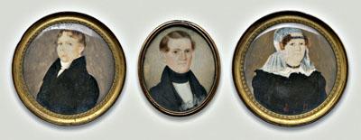 Three miniature portraits watercolor 90dca