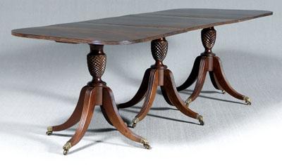 Federal style three pedestal table,