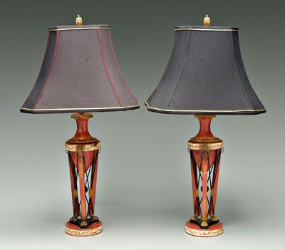 Two tole painted Italian lamps: