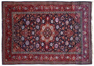 Silk inlaid Kashan rug, central
