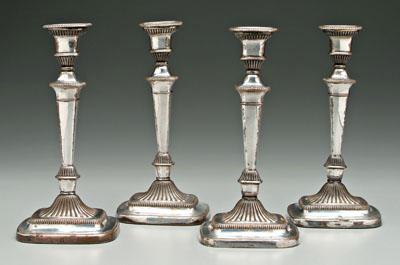Set four silver plated candlesticks: