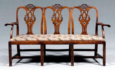 Irish Chippendale triple-back settee,