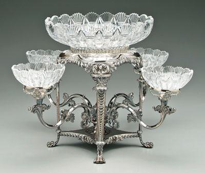 Old Sheffield plate epergne, four