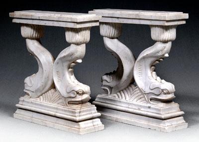 Pair carved marble table supports  9124c