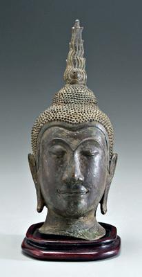 Thai bronze Buddha head, Sukothai