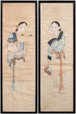 Two Chinese framed scrolls two 9125e