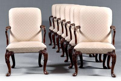 Set of eight Baker armchairs: mahogany