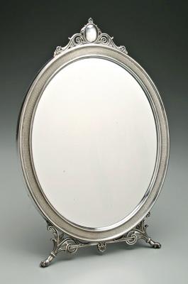 Silver plated oval mirror Eastlake 912ab