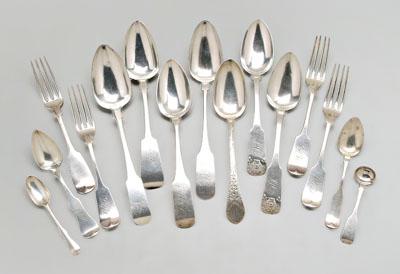 15 pieces coin silver flatware,