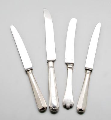 17 London English silver knives: six