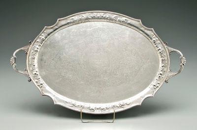 English silver tray, oval with
