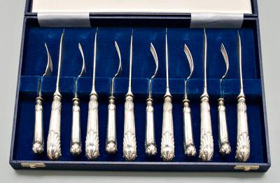 Cased English silver fish set  912b5