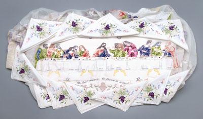 Embroidered linen tablecloth, the