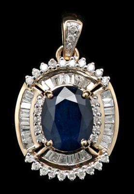 Diamond and sapphire pendant oval 912c6