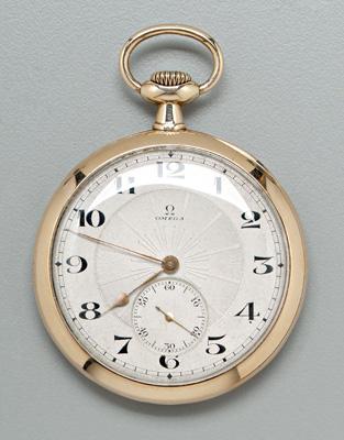 Gold Omega pocket watch, silver