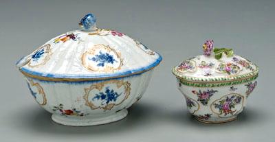 Two Meissen covered dishes: lidded sauce