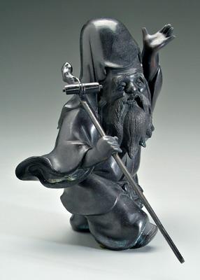 Japanese bronze figure of Fukurokuju,
