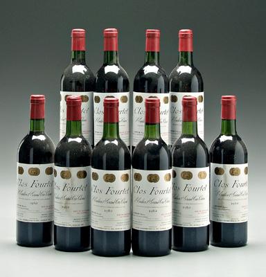 Ten bottles 1982 red Bordeaux wine,