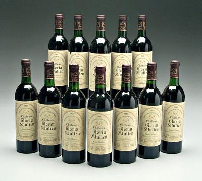 12 bottles 1983 red Bordeaux wine, Chateau