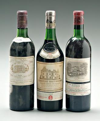 Three bottles 1970 red Bordeaux wine: