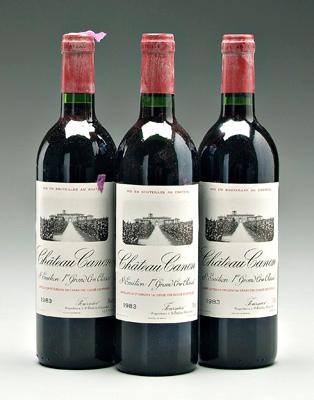 Three bottles 1983 red Bordeaux wine,