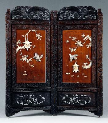 Japanese two panel screen carved 91052