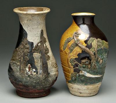 Two Japanese sumida gawa vases  9105e