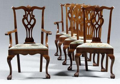 Set of six Chippendale style chairs: