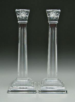Pair Waterford candlesticks: stepped