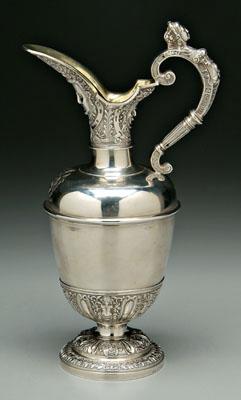 English silver wine ewer, urn form,