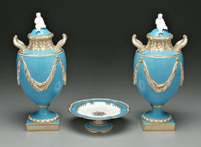 Pair Coalport style porcelain urns  91094