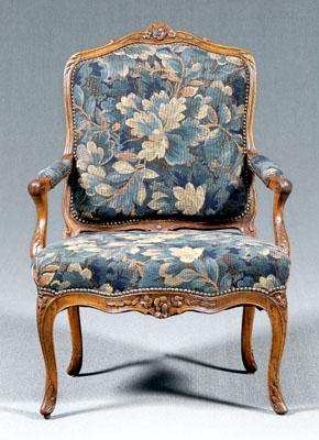 Louis XV carved fruitwood fauteuil 9109a