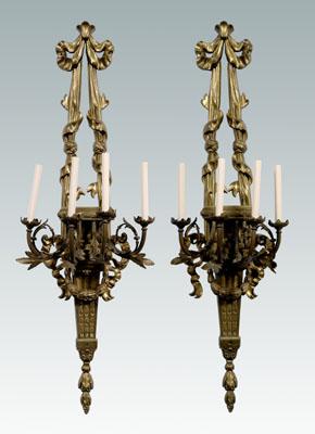 Pair Louis XVI style bronze sconces  910a1