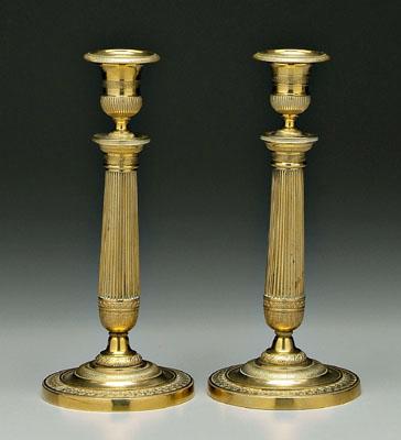 Pair French brass candlesticks: