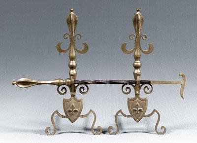 Pair French bell metal andirons  910b3