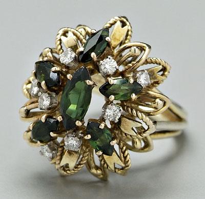 Diamond and tourmaline ring, eight