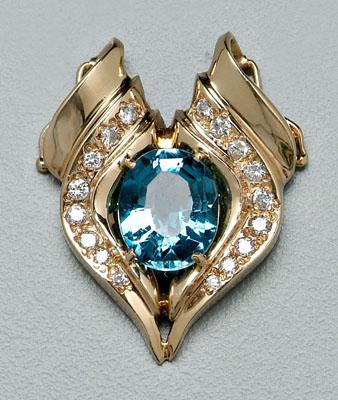 Diamond and blue topaz slide pendant  910dd