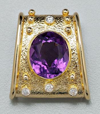 Diamond and amethyst slide pendant,