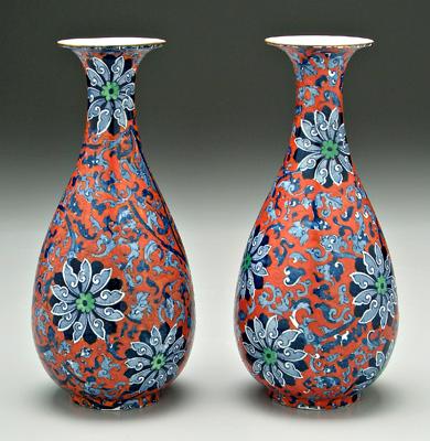 Pair English ironstone vases: bottle