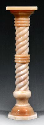 Spiral turned alabaster pedestal,