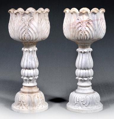 Pair marble planters each three 91122