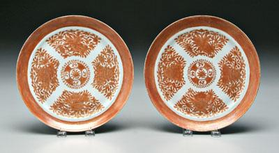 Two Chinese export plates: orange Fitzhugh,