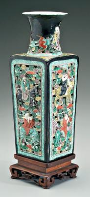 Chinese famille verte vase, reticulated