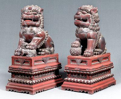 Pair monumental Buddhist lions  91138