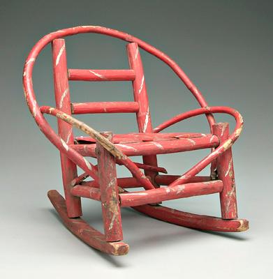 Childs painted twig rocking chair,