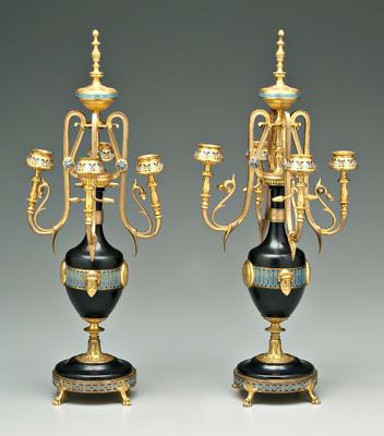 Pair gilt bronze candelabra enameled 91195